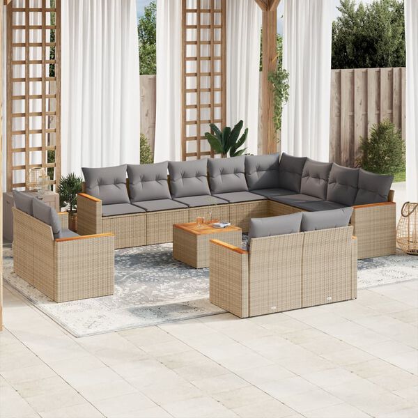 vidaXL Garden Sofa Set Mix Beige PE Rattan Large Modular