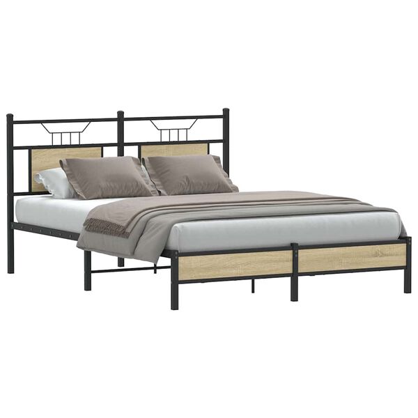 vidaXL Bed Frame Sonoma Oak Engineered Wood Full Bed Frame Rectangular