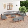 vidaXL Garden Lounge Set Grey Solid Pine Wood 13 Piece Set Durable