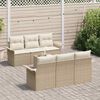 vidaXL Garden Sofa Set with Cushion 7 pcs Beige Poly Rattan