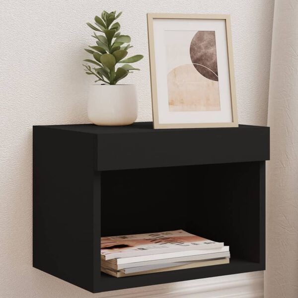 vidaXL Bedside Cabinet Set of 2 Black Engineered wood Small