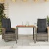 vidaXL Garden Dining Set Grey PE rattan 4-seater Adjustable Footrests