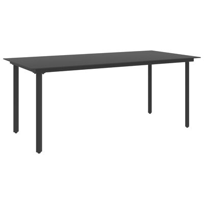 vidaXL Patio Dining Table Black 74.8"x35.4"x29.1" Steel and Glass