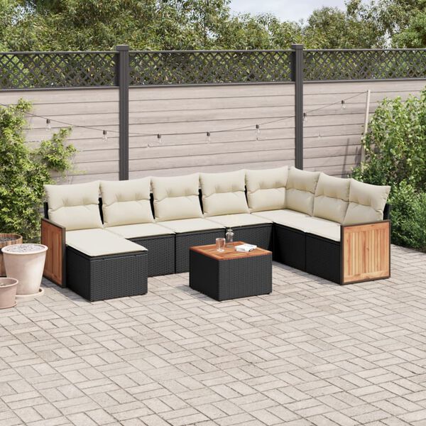 vidaXL Garden Sofa Set Black, Cream White