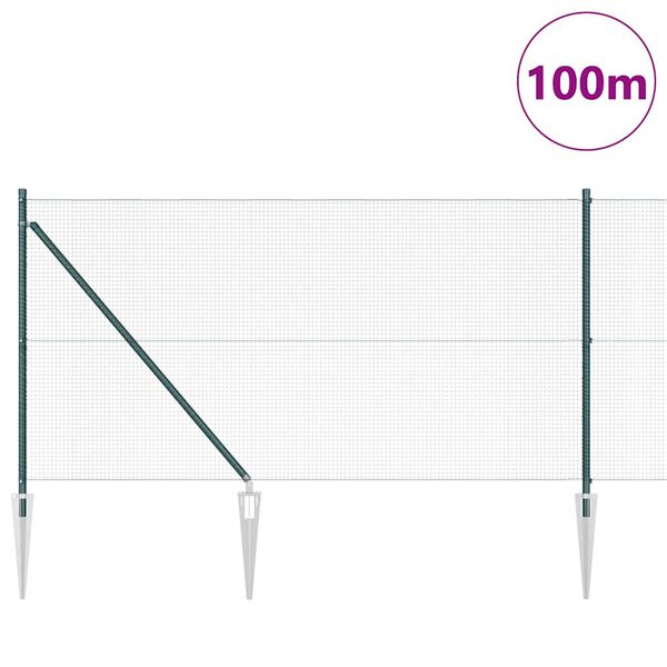 vidaXL Fence with Posts Green 39.4" x 3937.0" Steel