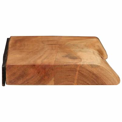 Thick wooden chopping board or cutting board with metal strip on end