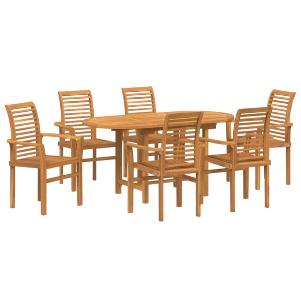 vidaXL Garden Dining Set 7 pcs Brown Solid Teak wood