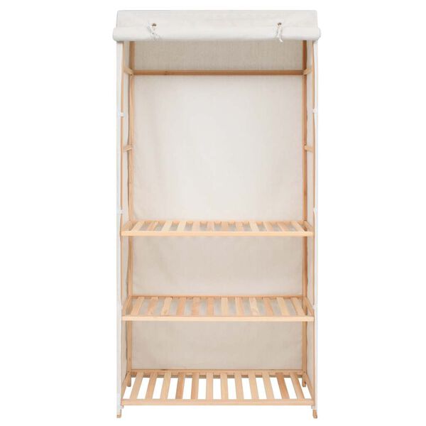 vidaXL Wardrobe White Solid fir wood and fabric 31.1 x 15.7 x 66.9 in