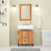 vidaXL Bathroom Mirror Brown Solid Acacia wood, Glass Medium
