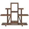 vidaXL Flower Stand With Wheels Carbonized brown Carbonized solid fir wood