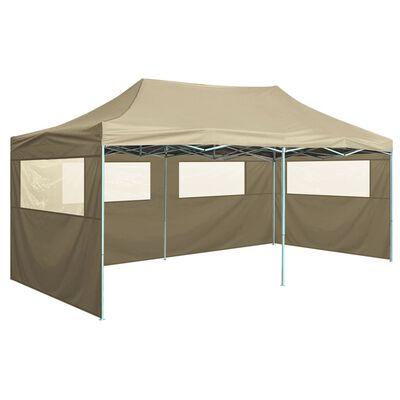 vidaXL Professional Folding Party Tent with 4 Sidewalls 118.1"x236.2" Steel Cream