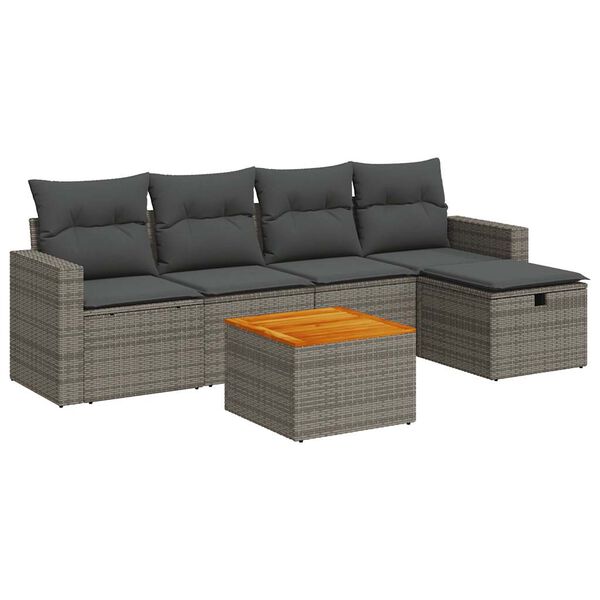 vidaXL Garden Sofa Set Grey PE Rattan Large Modular Garden Sofa Set