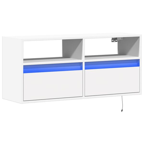 vidaXL TV Wall Cabinet White Engineered Wood Medium TV Wall Cabinet