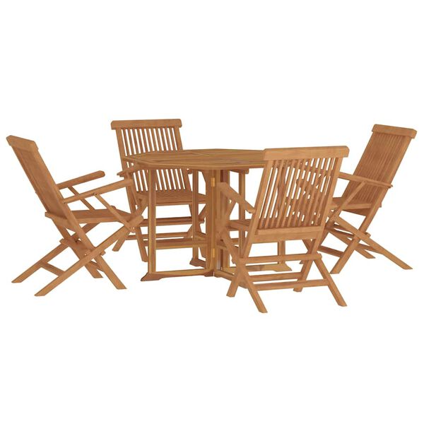 vidaXL Outdoor Dining Set Natural Teak Solid Teak Wood Medium Foldable