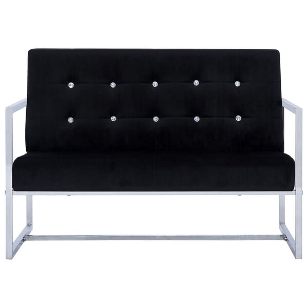 vidaXL Armchair Black Velvet, Chrome, Wood Standard Durable Loveseat