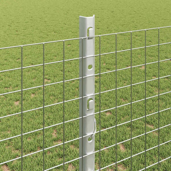 vidaXL Fence with Post Silver 3.94 x 82.02 ft Steel
