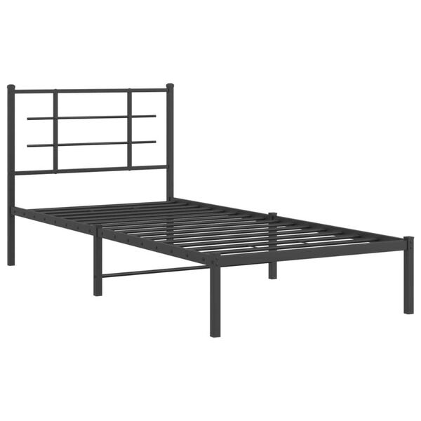 vidaXL Bed Frame Black Powder-Coated Steel Single Bed Frame