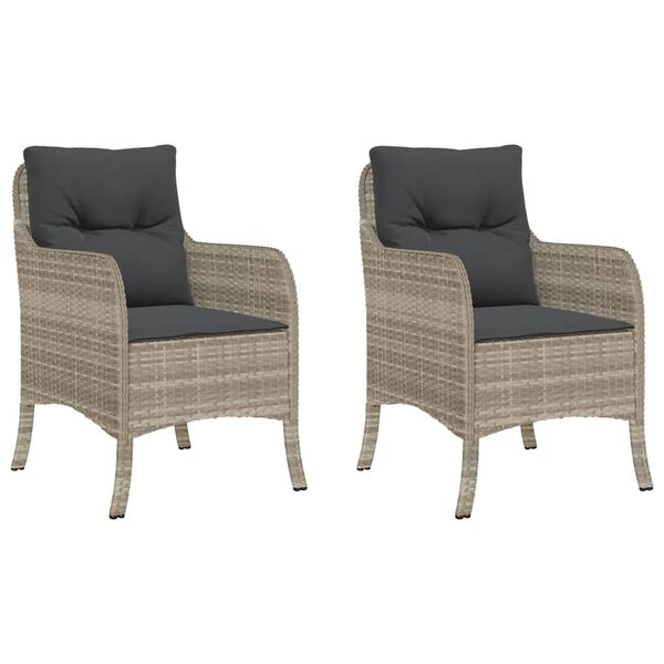 vidaXL Garden Chair Set of 2 Light Grey PE rattan, powder-coated steel