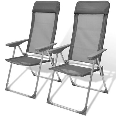 Foldable Adjustable Camping Chairs Aluminum Set of 2