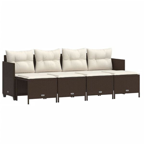 vidaXL Garden Sofa Set Brown PE rattan, powder-coated steel Compact