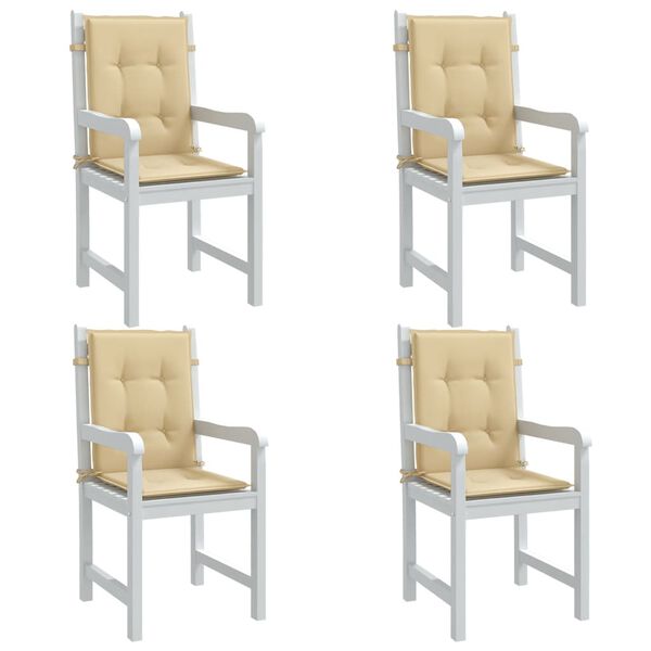 vidaXL Lowback Chair Cushion Set of 4 Melange Beige 100% Polyester