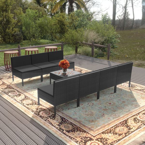 vidaXL Garden Lounge Set Black