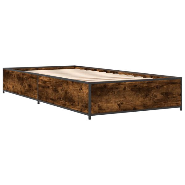 vidaXL Bed Frame Smoked Oak Engineered Wood, Metal Small Single Durable