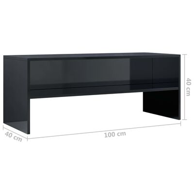 vidaXL TV Cabinet High Gloss Black 39.4" x 15.7" x 15.7" Engineered Wood