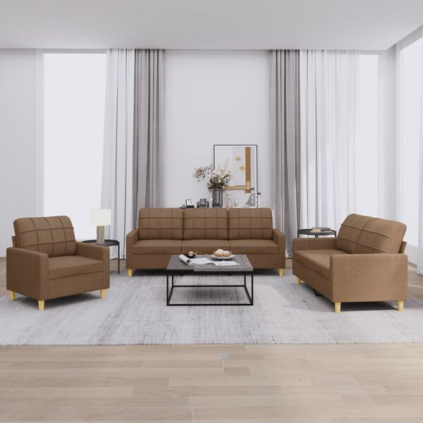 vidaXL Sofa Set Brown Fabric (100% polyester), metal, textilene, plywood