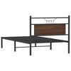 vidaXL Bed Frame Smoked Oak Engineered wood and steel Twin Bed Frame