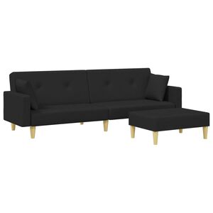 vidaXL Sofa Bed Black Fabric (100% polyester), wood, plastic