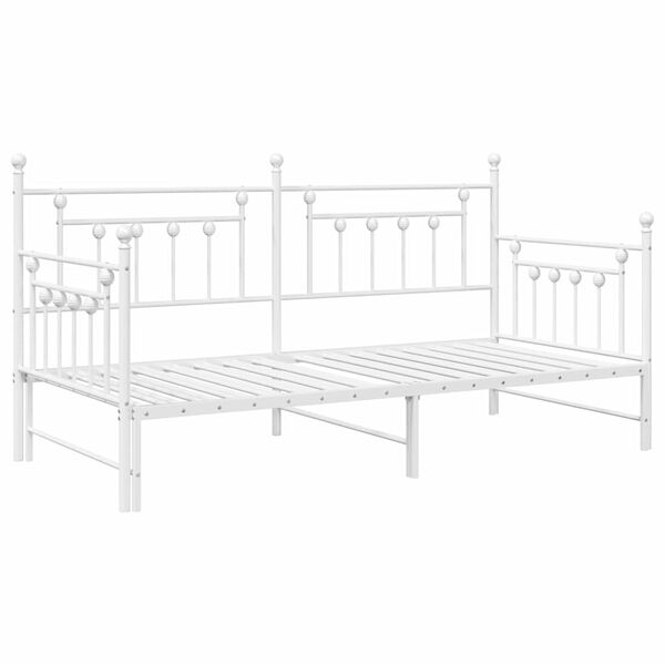 vidaXL Daybed Frame with Headboard White 35.4&quot; x 74.8&quot; Steel