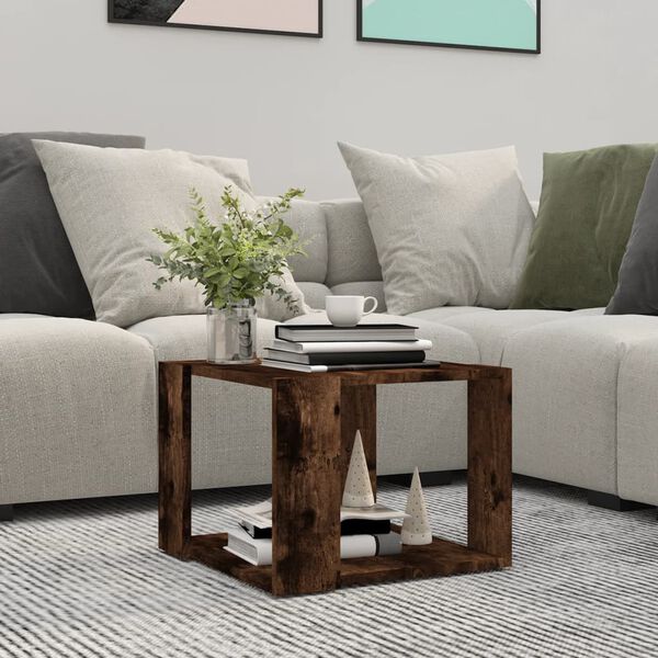 vidaXL Coffee Table Smoked Oak Engineered Wood Medium Durable