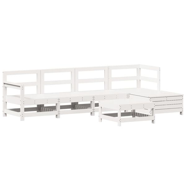 vidaXL Garden Sofa Set White Solid pine wood Large Modular