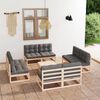 vidaXL Garden Lounge Set Grey Solid pine wood, 100% polyester 9-piece set