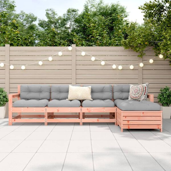 vidaXL Garden Sofa Set Reddish-Brown Solid Douglas Fir Wood 5 Piece Set