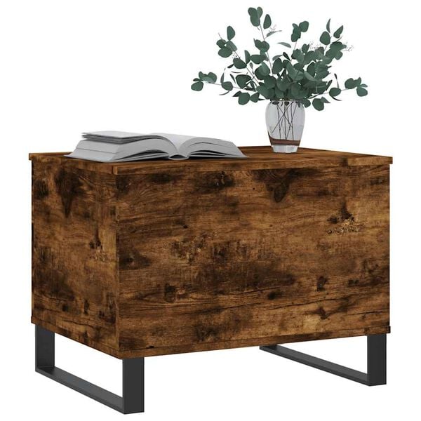 vidaXL Coffee Table Smoked Oak Engineered Wood, Metal Medium Storage