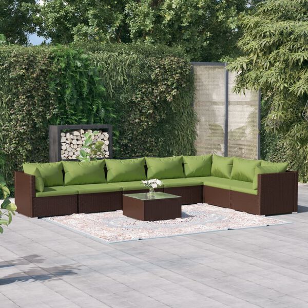 vidaXL Garden Lounge Set Brown, Green
