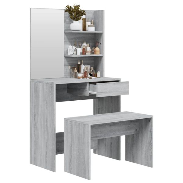 vidaXL Dressing Table Set Grey Sonoma Engineered wood Standard