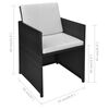 vidaXL Garden Table And Chair Black PE Rattan Medium Removable Covers