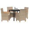 vidaXL Garden Dining Set 5 pcs Beige Poly Rattan