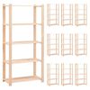 vidaXL 5-Tier Storage Racks 10 pcs 31.5"x15"x66.9" Solid Pinewood 551.2 lb