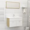 vidaXL Bathroom Furniture Set White and Sonoma Oak Engineered wood, Acrylic