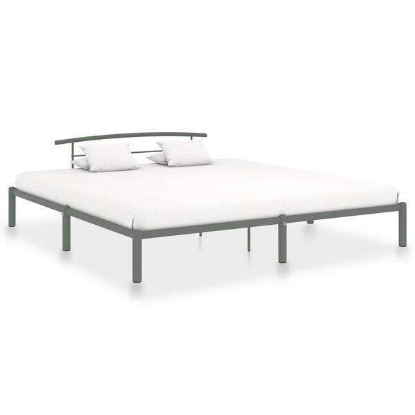 vidaXL Bed Frame Grey Metal Super King Bed Frame Rectangular
