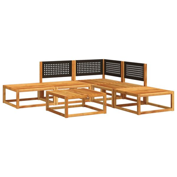 vidaXL Garden Sofa Set Black Solid Acacia wood Large Modular