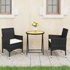 vidaXL 3 Piece Patio Bistro Set Poly Rattan and Acacia Wood Black