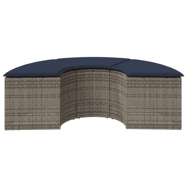 vidaXL Patio Footstool Gray Poly Rattan Medium Removable Covers