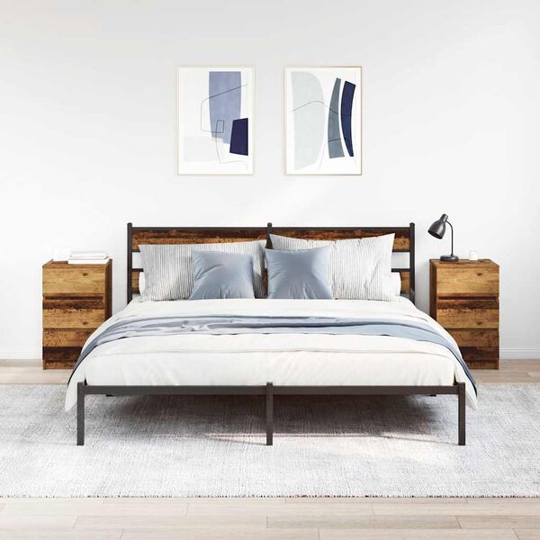 vidaXL Bedside Cabinet Set of 2 Old Wood Engineered Wood