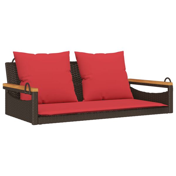 vidaXL Patio Swing Bench Brown, Red