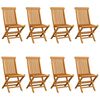 vidaXL Patio Chair Set of 8 Teak wood, Bright Green Cushion